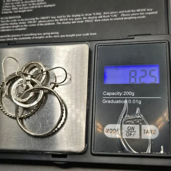 Sterling Silver 925 Multi-Circle Dangle Earrings 2.25" Signed PZ 8.25g Israel - Picture 5 of 5